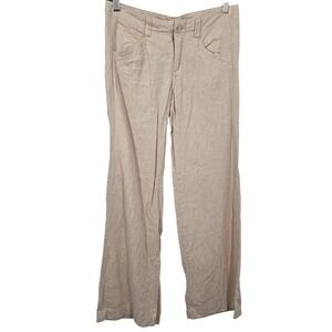Anthropologie Pilcro SZ 4 Tan Linen Cotton Wide Leg Work Casual Minimal Beachy